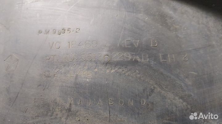 Защита арок (подкрылок) левая передняя Jeep Grand Cherokee, 2003