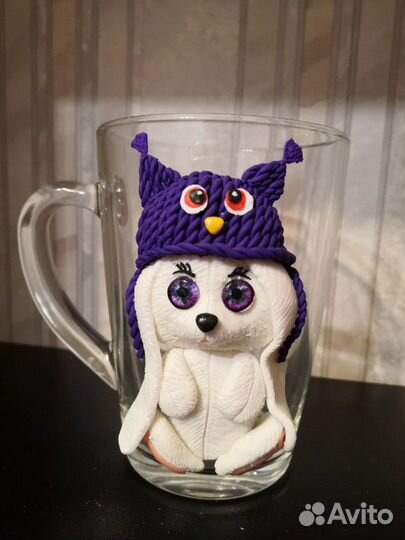 Кружка с декором из полимерной глины