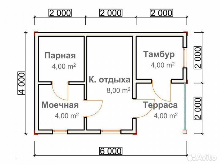 Баня из бруса 4х6 «Тверь»