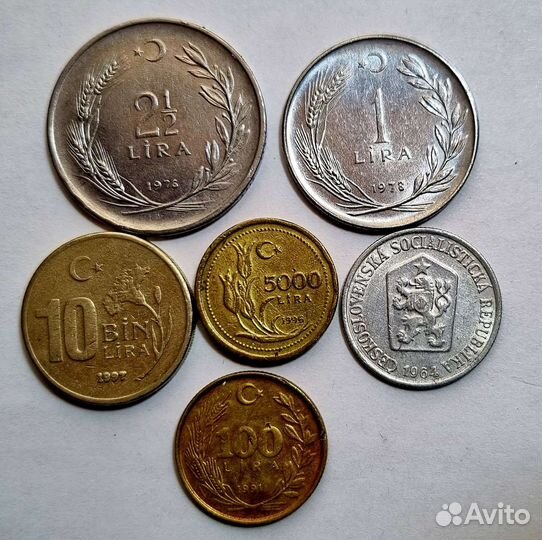 Монеты Турции и Чехословакии