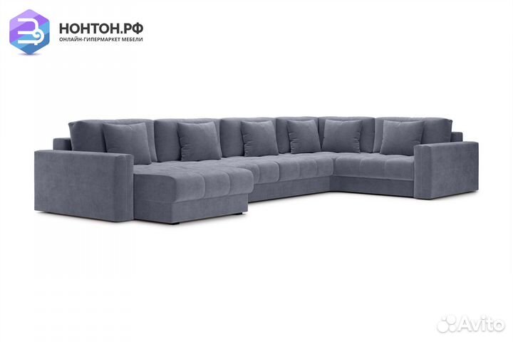 Диван п-образный тик-так Монарх темно-серый