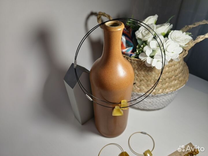 Чокер и браслет натуральный янтарь