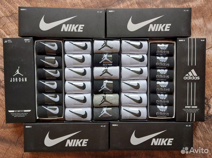 Носки Nike Adidas Jordan белые