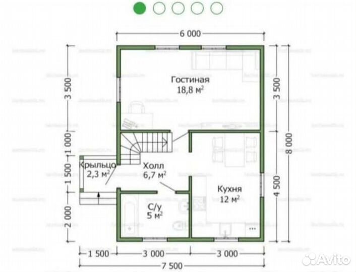 Каркасные дом 8х6м мансардные каркас 150см