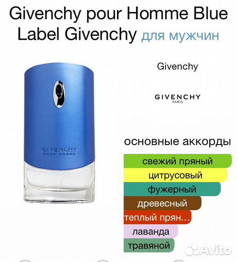 Givenchy pour homme blue label 100 ml мужской
