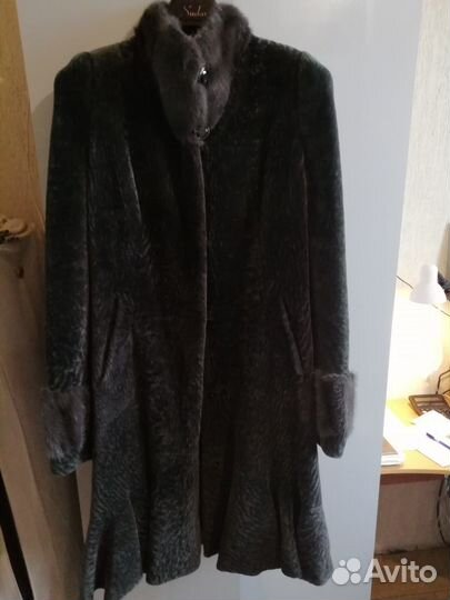 Шуба из мутона с норкой бу