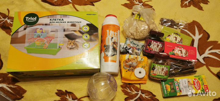 Клетка для джунгарского хомяка, еда, шар