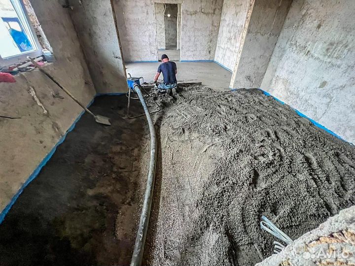 Механизированная полусухая стяжка пола.Стяжка пола