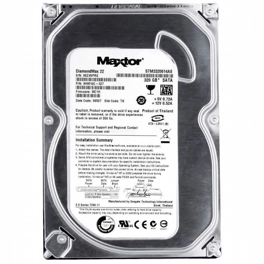 [STM3320614AS] Жесткий Диск Maxtor 320gb Sata3.5" Stm3320614as