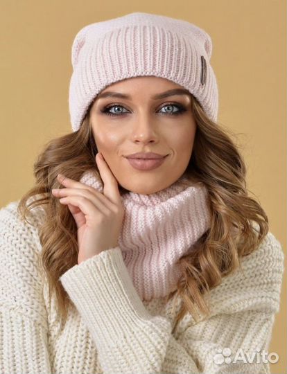 Зимняя шапка + снуд новый комплект