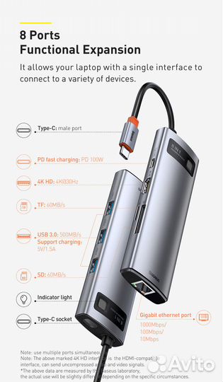 Baseus 8-in-1 Multifunctional Type-C HUB