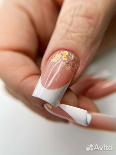 Наращивание ногтей акрилом, выкладной френч