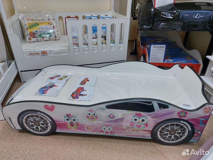 Кровать машина детская Турбо белая 2