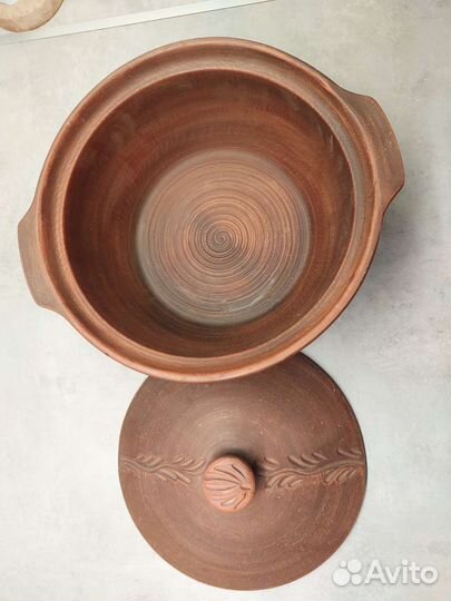 Жаровня 3 л. 120 мм красная глина, ручная работа