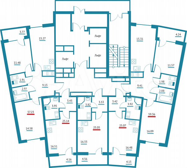 Квартира-студия, 25,1 м², 8/22 эт.