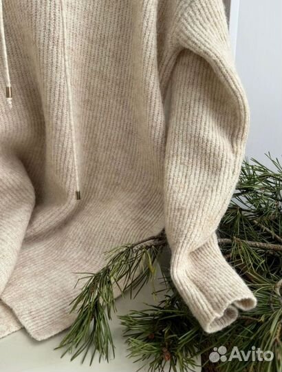 Свитер-худи с шерстью альпака, новый