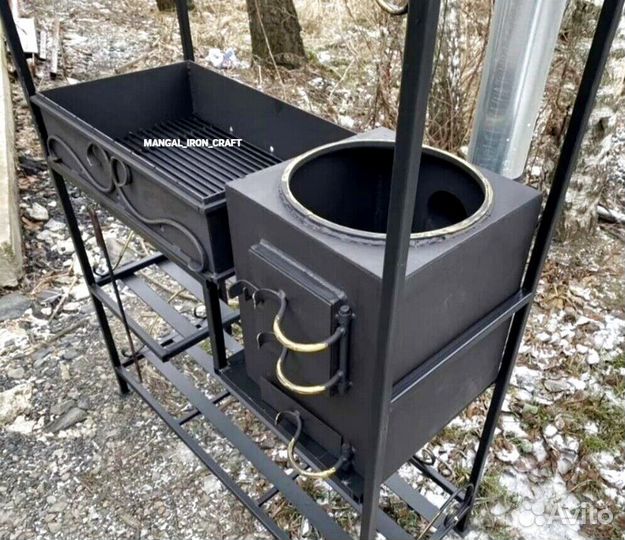 Мангал с печкой под казан