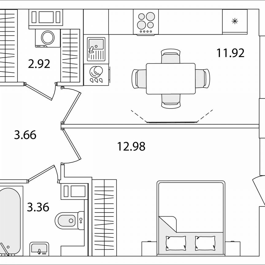 1-к. квартира, 36,1 м², 3/9 эт.