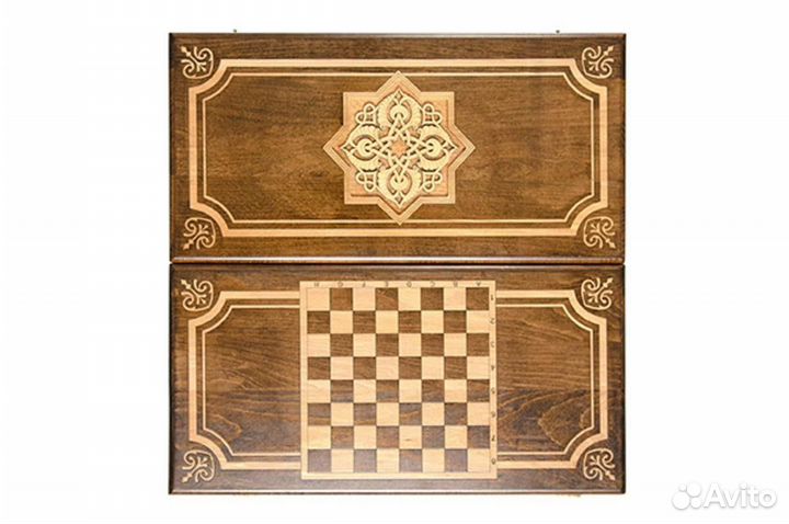 Нарды и шашки резные Вязаный узор 61 х 60 см бук Армения 62821
