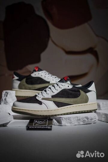 Кроссовки nike air jordan 1 travis scott olive