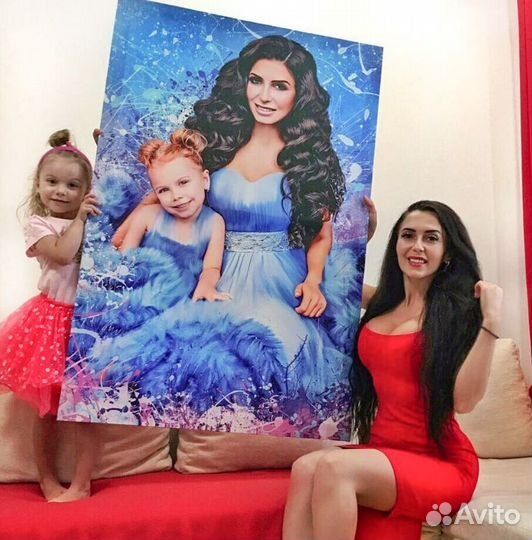 Портрет по фото на холсте на праздник с доставкой