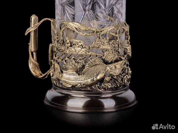 Подстаканник Рыбалка подарочный с ложкой