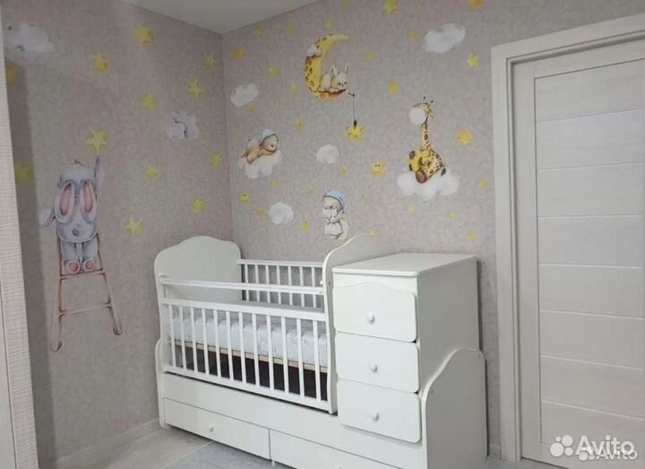 Детская кроватка 3 в 1 с комодом