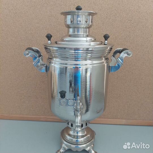 Угольный самовар 5 литров с подносом и трубой