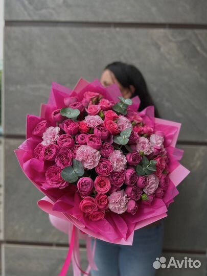 Розы букет пионовидные