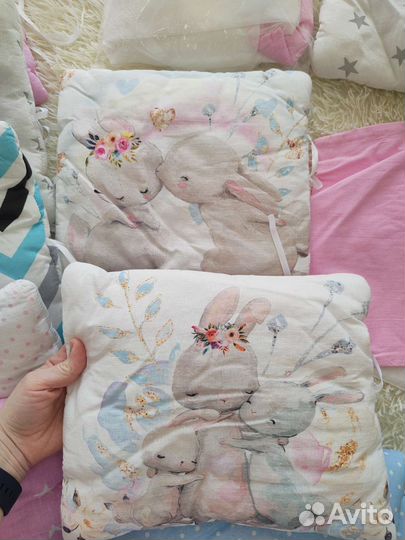 Бортики в детскую кроватку подушка балдахин