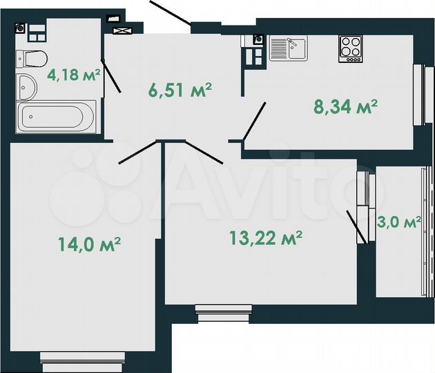 2-к. квартира, 48 м², 10/16 эт.
