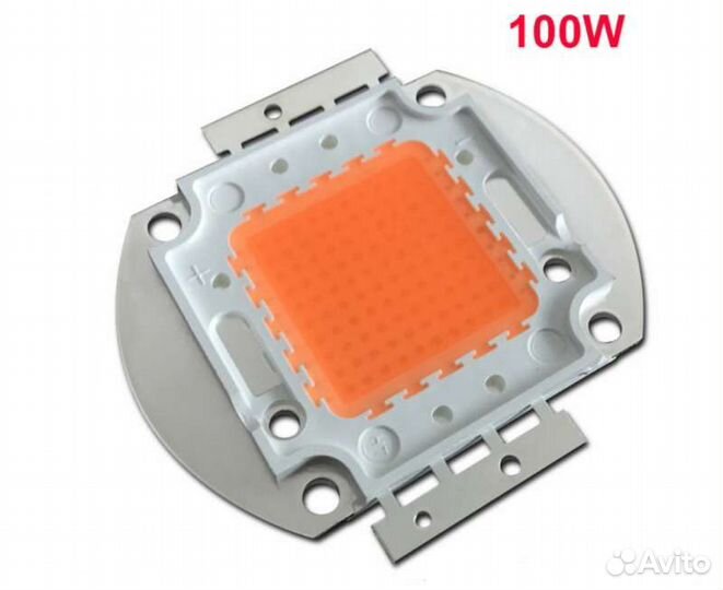 Фито LED 100W с радиатором и линзой (комплект)