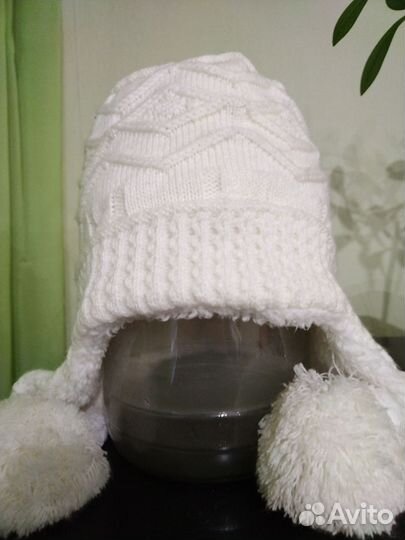Шапка ушанка женская вязаная