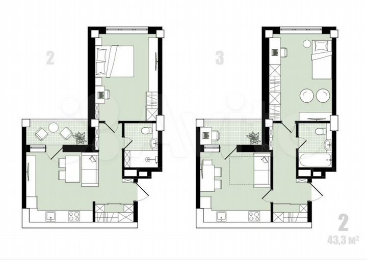 1-к. квартира, 43,3 м², 4/18 эт.
