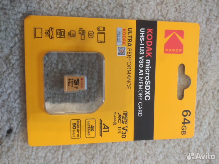 Карта памяти kodak Micro SD 64гб 128гб 256 гб