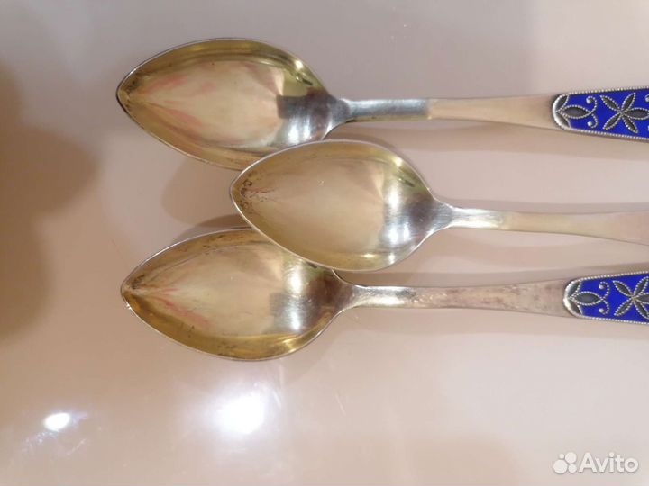 Серебряные ложки чайные СССР - 3 шт