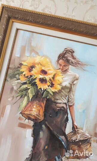 Картина девушка с подсолнухами
