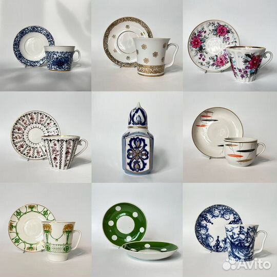 Чайная пара фарфор СССР лфз Дулево