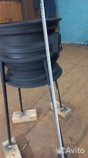 Печь для казана с трубой из дисков