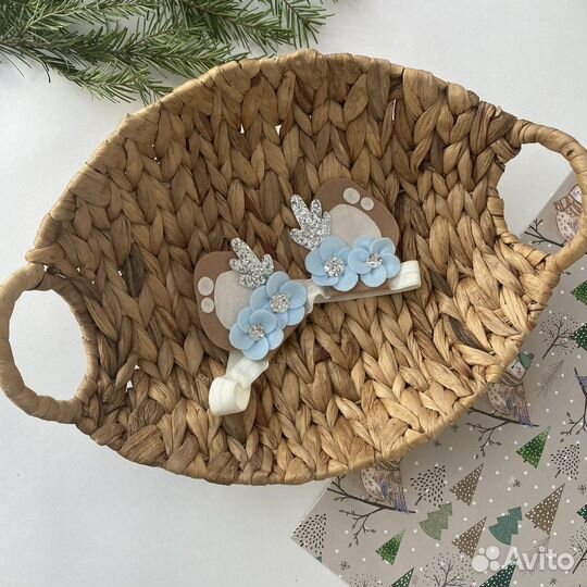 Повязка на голову для девочки олененок новогодняя