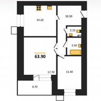 2-к. квартира, 63,9 м², 1/17 эт.