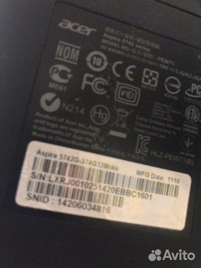 Ноутбук acer aspire 5742g