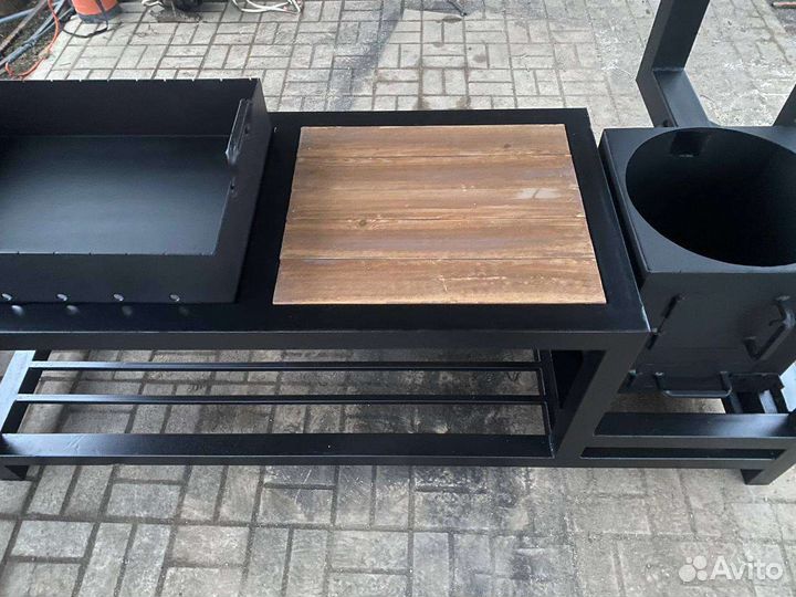 Мангал с печью под казан и крышей