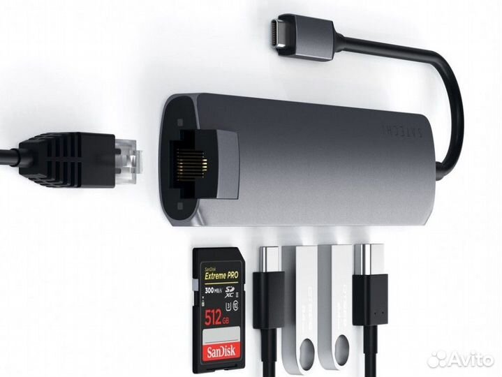 Адаптер Satechi Type-C Slim Multi-Port Ethernet