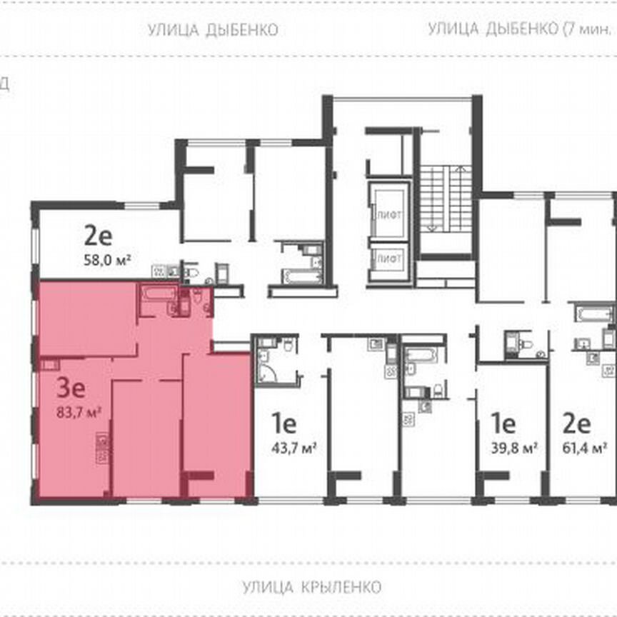 3-к. квартира, 82,6 м², 14/19 эт.