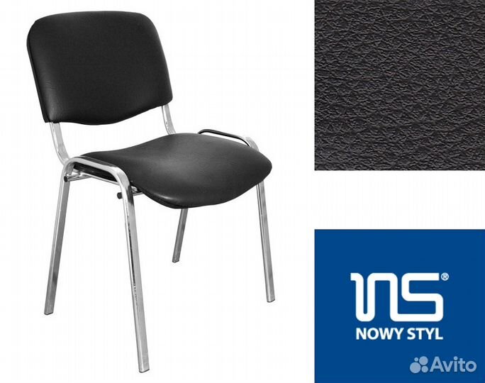 Стулья для посетителей ISO chrome V-4 черный кожза