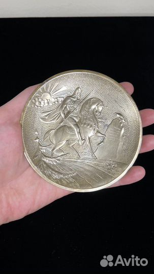 Пепельница Богатырь Витязь на распутье латунь