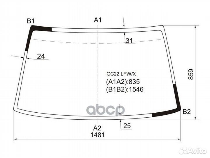 Стекло лобовое nissan vanette largo 87-92 GC22