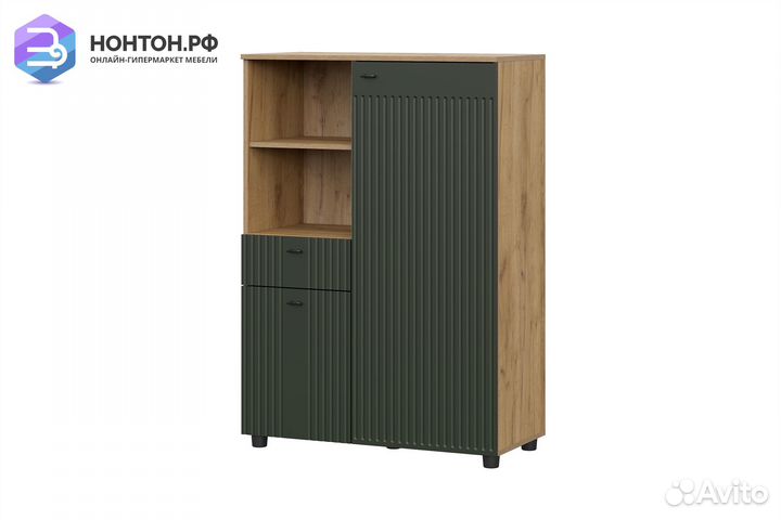 Шкаф двухдверный Милан дуб золотой / олива софт