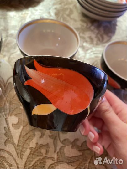 Чайный сервиз «Красный тюльпан» Дулево